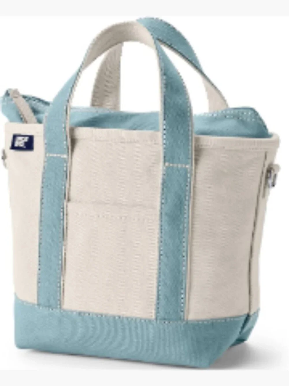 Lands' End Zip Top Canvas Tote Bag, Structured, 5 Pockets
